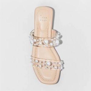 A New Day clear Pearl Slide Sandals